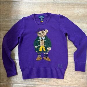 Polo by Ralph Lauren kids Purple Bear Crewneck Sweater 8/10